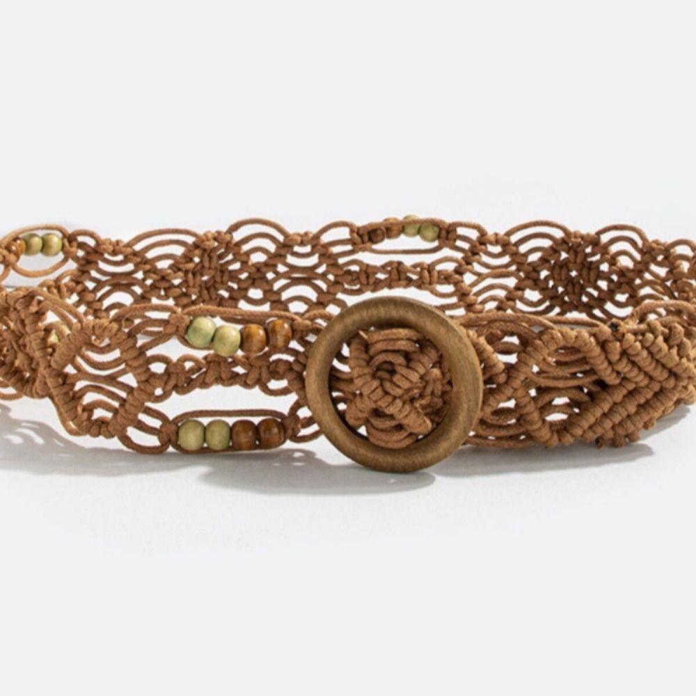 Retro Bohemian Style Belt Woven Waist Rope Vintage Weave Belt  Waist Accessories