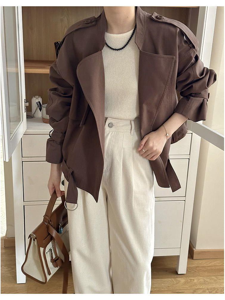 Women's Korean-Style Casual Loose Petite Trench Coat - Versatile Short Jacket for Spring & Autumn 2024