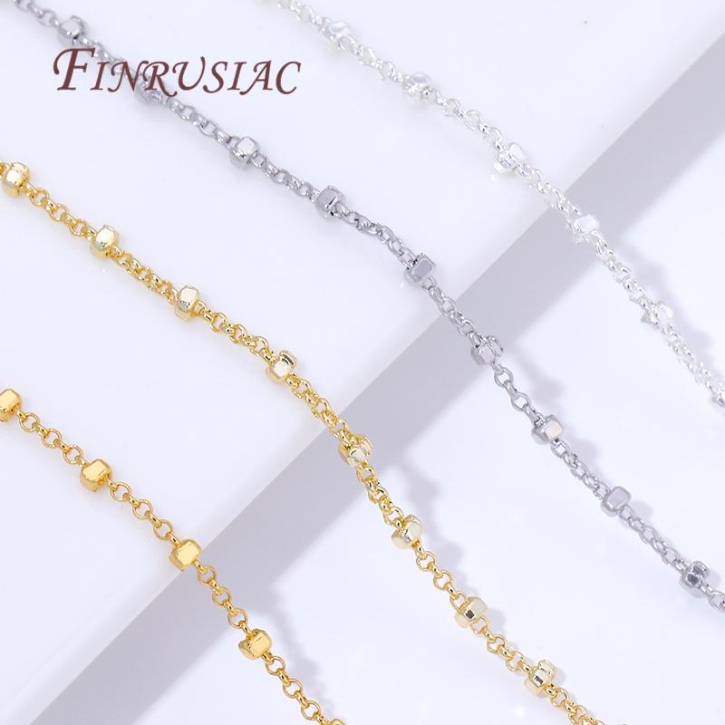 1/2Pcs 50cm 18K Gold Plated Chains Necklaces Women Bulk Wholesale Fashion Beads Chains For Jewelry Making Supplies
