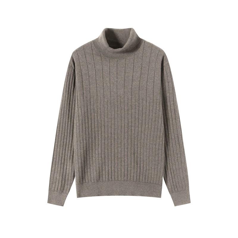 Mens Warm High Neck Knit Sweater Winter Solid Color Casual Long Sleeve Pullover
