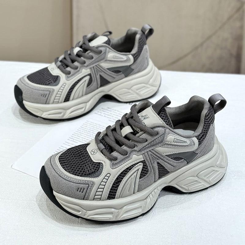 Casual sports women's shoes mesh super fire thin running shoes women's spring new thick-soled dad shoes