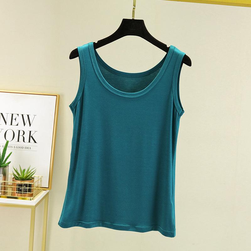 

Женская белая модальная майка с U-образным вырезом - Утягивающий базовый слой с широкими бретелями для лета XXL