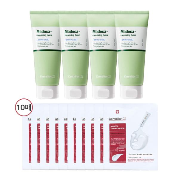

CENTELLIAN24 Madeca Amino Acid Cleansing Foam 160g x 4 + Derma Mask 3 x 10