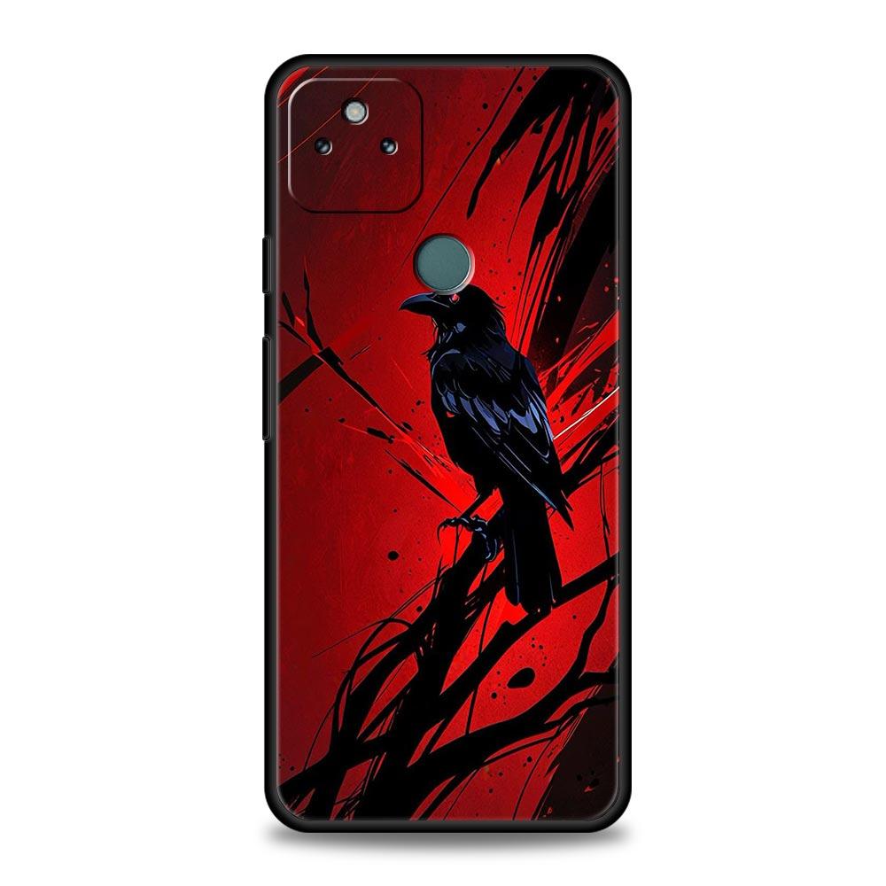 Black Raven Phone Case Cover for Google Pixel 10 9 8 7 6 9A 8A 7A 6A Pro Shockproof Soft TPU 10 Pro XL Shell Fundas Capas Coque