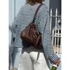 T-shirt a maniche lunghe casual larga a righe con contrasto di colore retrò