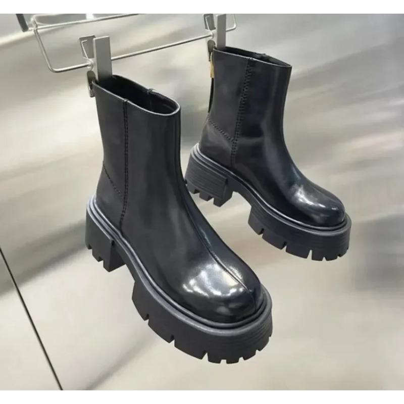 Fashion Women's Ankle Boots High Heel Round Head Thick Heel Back Zipper Fashion Boots Platform Shoes Boots Women 2024