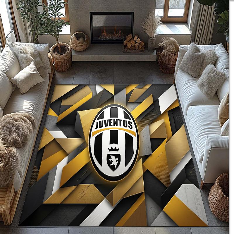 Juventus FC Printed Flannel Area Rug Non Slip Soft Polyester Floor Carpet Indoor Decor Mat for Bedroom Living Room Sofa