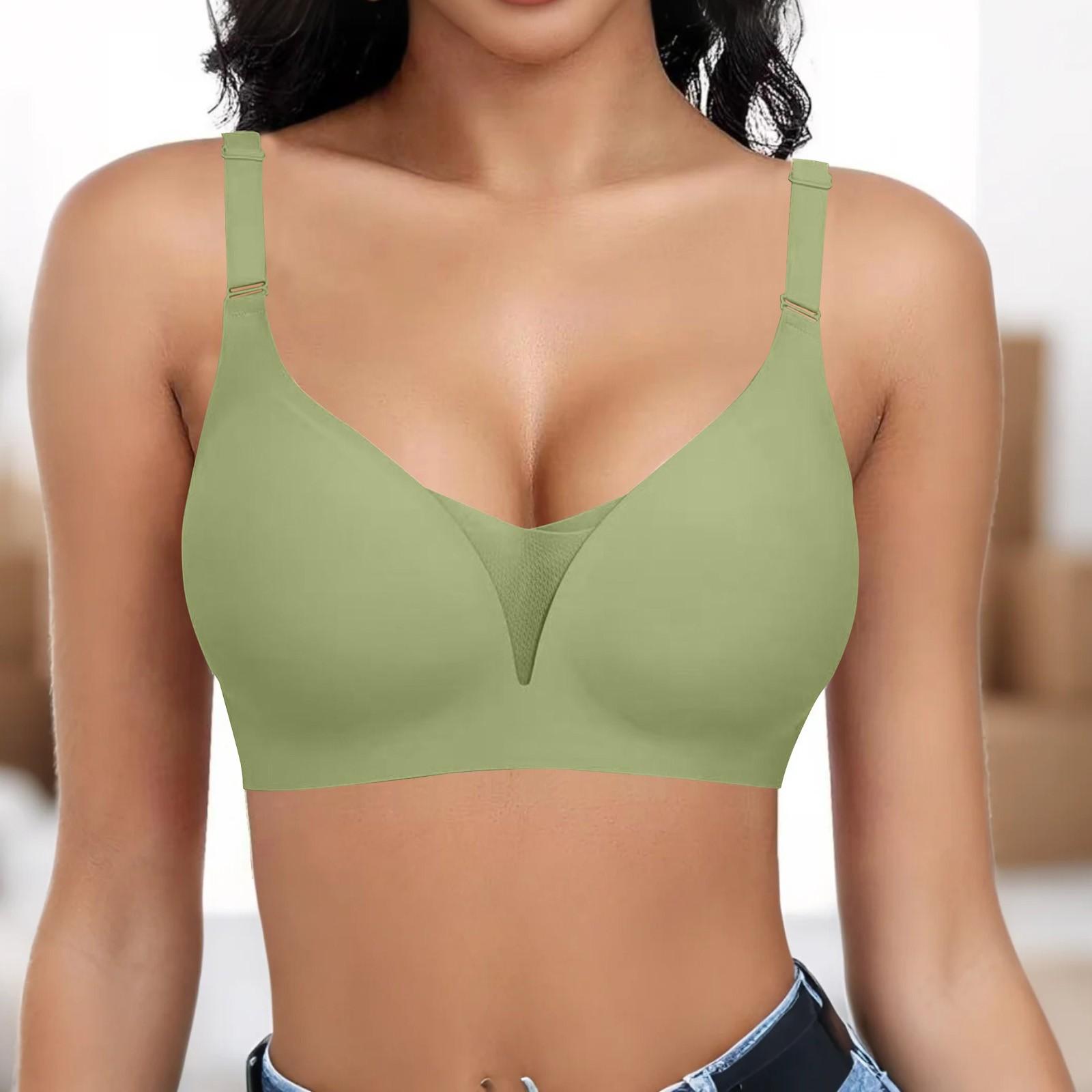 

Женский однотонный бюстгальтер пуш-ап без косточек, бесшовный на каждый день M зелёный