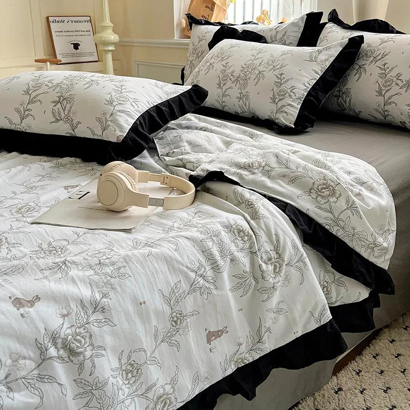 

New washed cotton air conditioner quilt four-piece summer cool quilt thin double summer quilt core machine washable 150x200cm sheet 3pcs