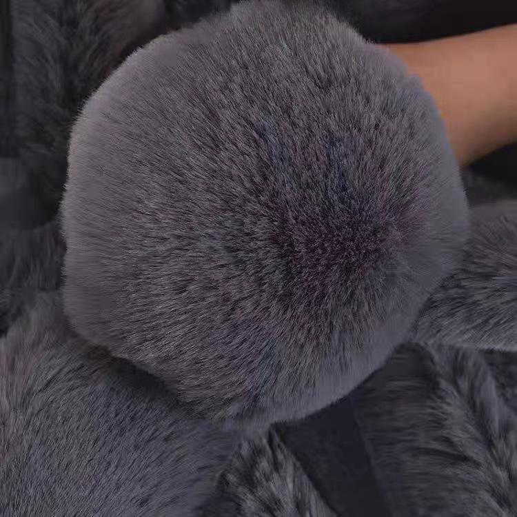 Solid Color Sofa Cushion, Pet Friendly Sofa Cover, Plush Sofa Protector, Thickened Winter Plush Pad Protector with Rabbit Hair Touch and Bubble Stripe