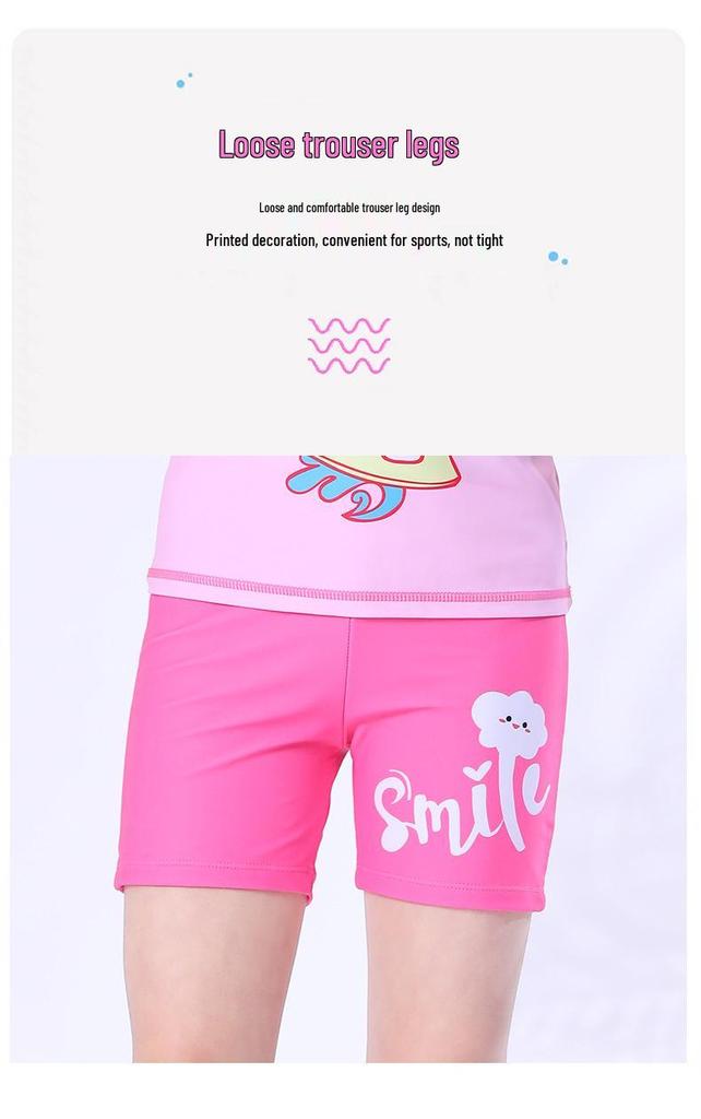 Korean Style Cartoon Girls' Quick-Dry Two-Piece Swimsuit for Kids