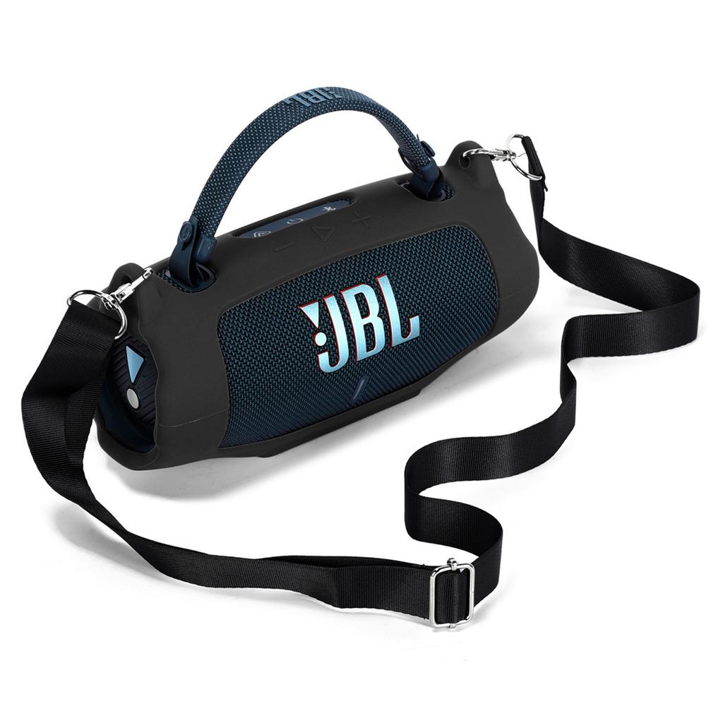 For JBL Charge 6 Soft Silicone Case Wireless Speaker Protective Cover with Shoulder Strap/Carabiner