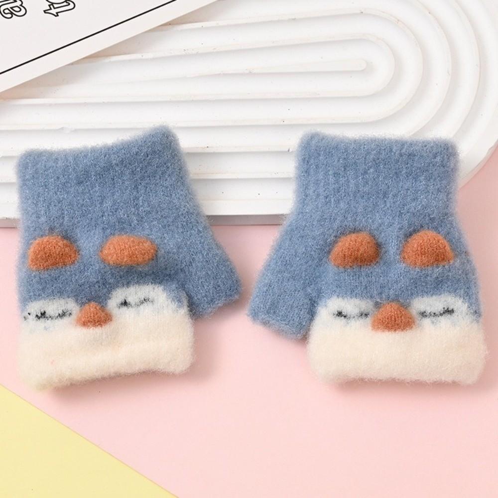 Cute Cartoon Children's Gloves Knitted Warm Gloves New Fingerless Mitten  Autumn Winter