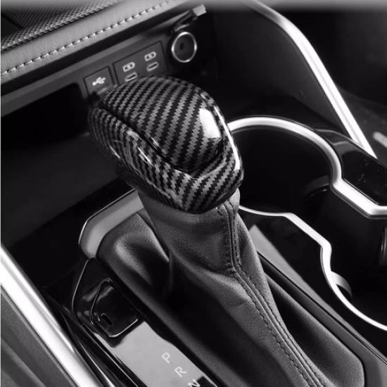 Carbon fiber Gear Shift Knob Trim 2pcs For Toyota Grand Highlander 2024 2025