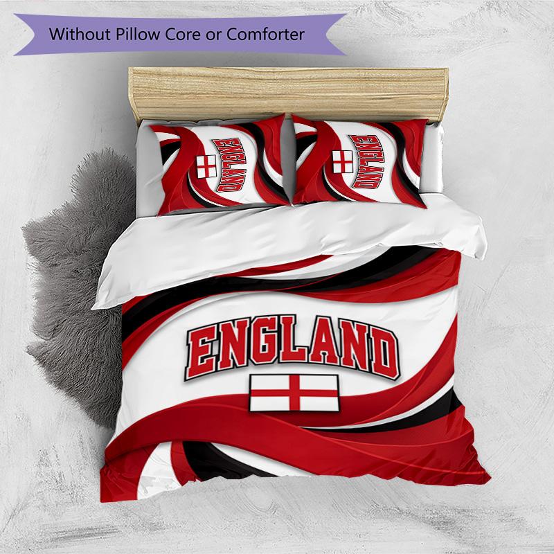 England Football Printed Bedding 3 Piece Set Cozy Breathable Bed Cover Set As Housewarming Holiday Gift