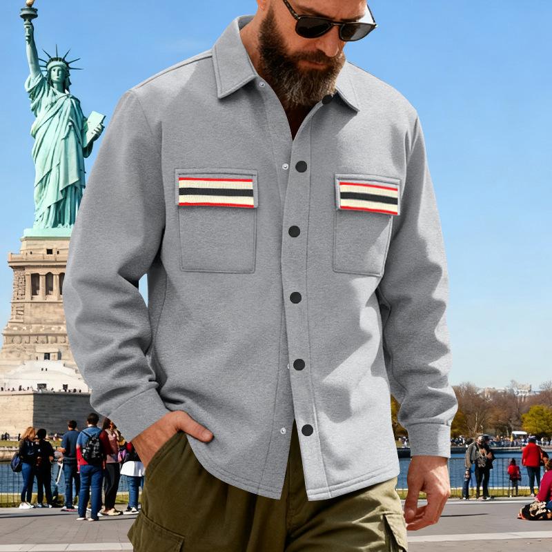 Male Fleece Lined Cardigan Jacket Loose Fit Outdoor Sweatshirt