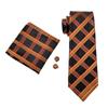 Dibangu Ties for Men Orange New Design Silk Tie Mens Necktie Hanky Cufflink Alloy Ring and Tie Tack Pin Set for Formal Party