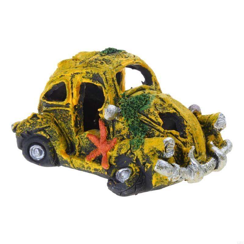 Realistic Wrecked Car Ornament Resin Simulation Car Wreckage for DIY Fish Tanks X3UC