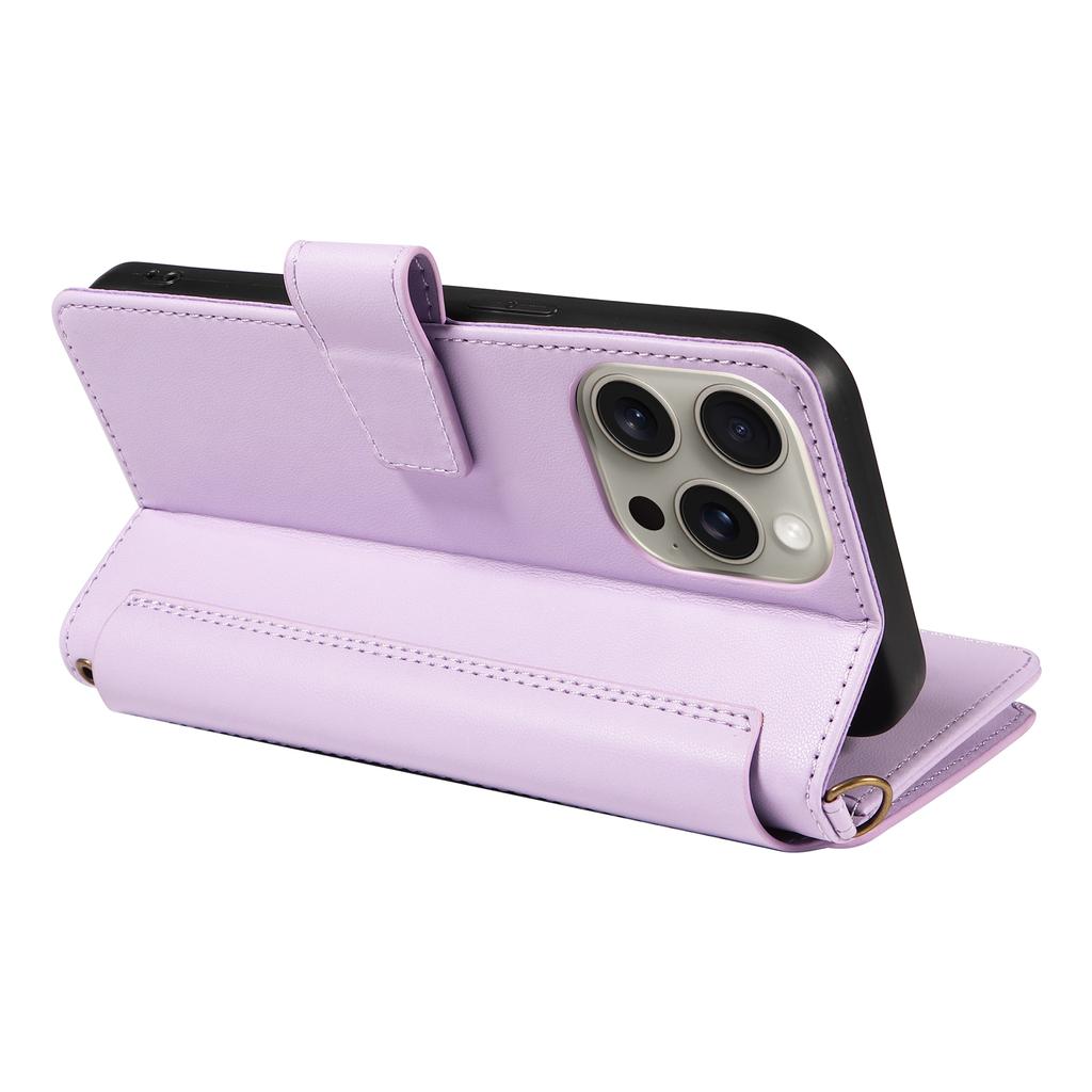 For iPhone 16 Pro Leather Case with Card Holder,RFID Blocking Wallet Phone Cover Rhombus Pattern