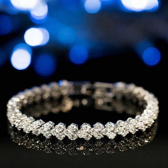 Women Rhinestone Inlaid Fashion Buckle Chain Bracelet Charming Bangle Jewelry Gift