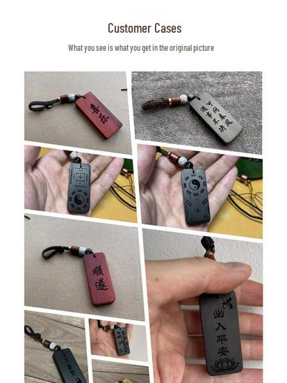 Κλειδοθήκη από Χαραγμένο Έβενο: Φυλαχτό Ειρήνης & Κρεμαστό Anti-Lost με Προσαρμοσμένο Αριθμό Τηλεφώνου