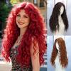 European American Mermaid Princess Red Long Curly Hair Glueless Lace Scalp Full Cap Wig Korean Style Machine Made Realistic High