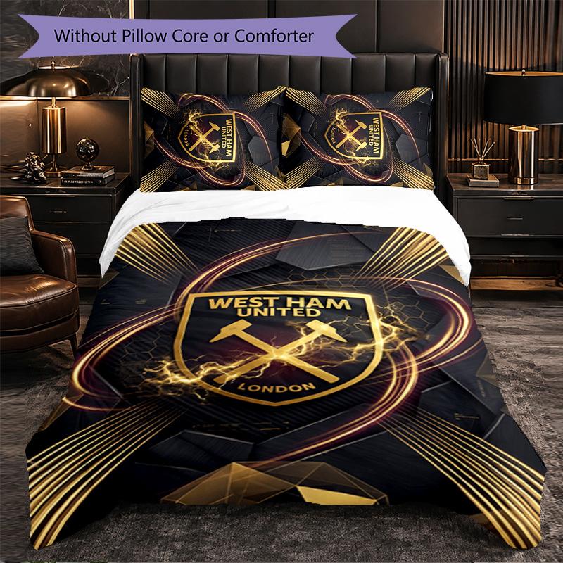West Ham United Calcio Set Biancheria da Letto 3 Pezzi Morbido Set Copripiumino con Federe Set Decorazione Camera da Letto per la Casa