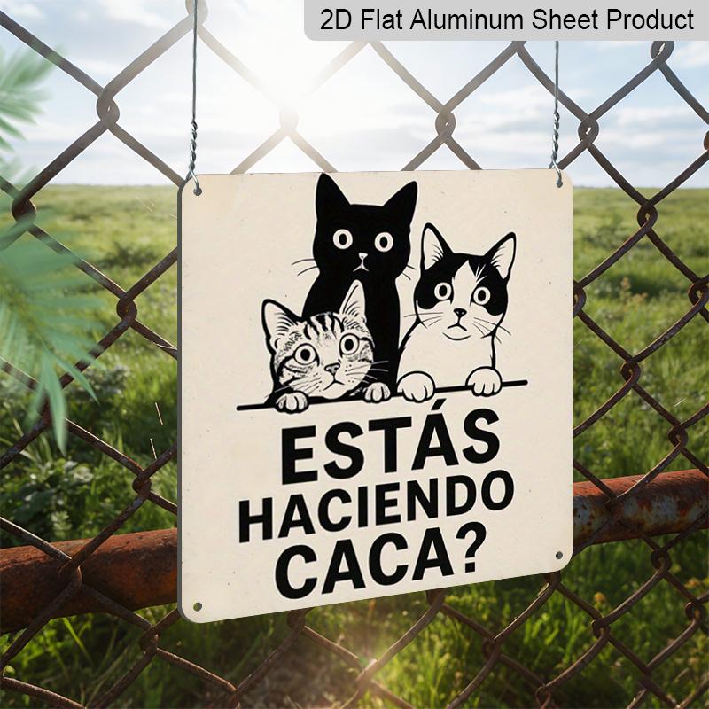 2D Flat, 1pc, Vintage Metal Sign, Decorative Plaques and Ornaments, Cat Gaze Humor Decorative Plaque, Humorous Style, Yard, Bathroom, Door Behind or