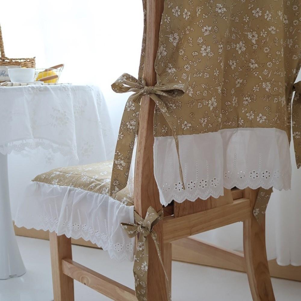 Ruffle Design Dining Chair Backrest Cover Comfortable Embroidered Lace Chair Cover Wedding