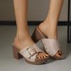 Summer high-heeled waterproof table shoes large size thick-heeled cross-strapped casual slippers