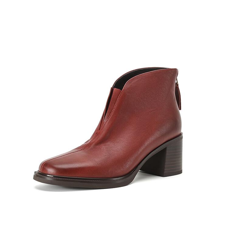 Fashion New Autumn Winter Genuine Leather Women Boots Fashion Chelsea Boots for Women Round Toe Short Boots High Heels Botines Mujer