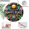 2D Flat 1pc Welcome Aluminum Hanging Plaque, Colorful Sun and Floral Welcome Signs, Porch Decor, Patio Decor, Whimsical Home Entrance Decor