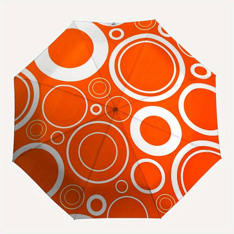

1pc Circles Pattern Auto Folding Umbrella, 8-Rib Sturdy Canopy, Portable Travel Umbrella for Outdoor Use