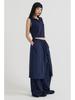 Beidipi Cotton Elastic Skirt Pants, Navy