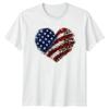USA Leopard Heart Womens T-Shirt 4th July Patriotic 4th July Gift For Her