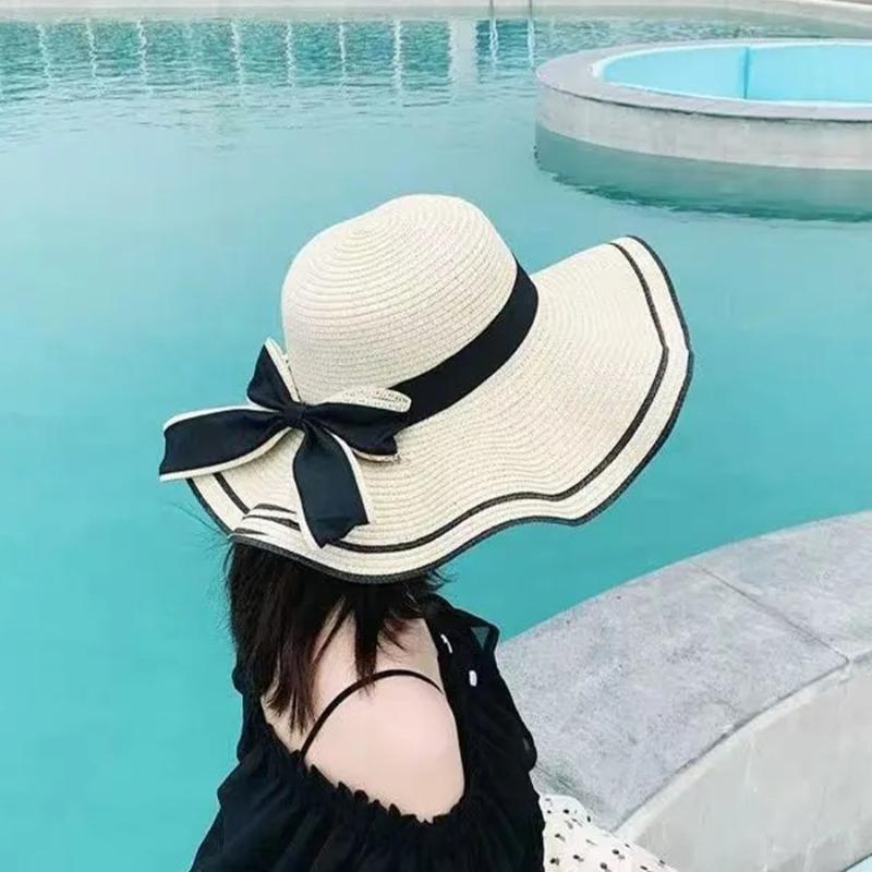 Straw Summer Hat Beach Hat Lightweight And Breathable Sun Hat For Beach Vacation Sun Protection Travel Wear Matching Accessories