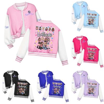 Kids Printed Baseball Jacket Casual Loose Fit Outerwear for Boys and Girls