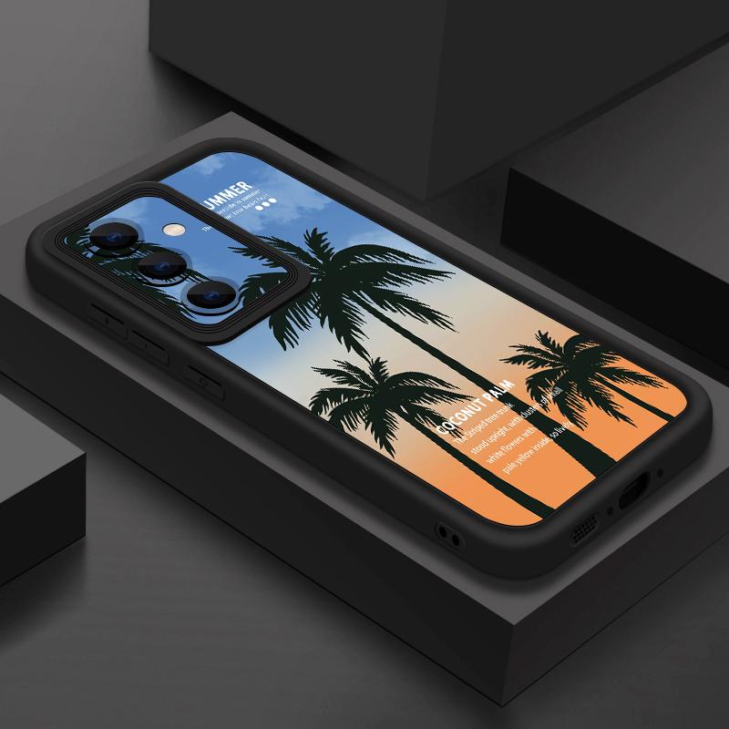 Seaside Coconut Print Case For Samsung A57 A37 A27 A17 S26 Ultra S25 FE A56 A36 A16 A55 A35 A15 A54 5G S21 S22 S23 S24 Plus Shockproof Bumper Cover