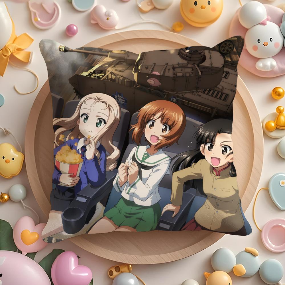Girls Und P-Panzer More Love Cushion Cover Plush Fabric Soft Double-Sided Printed Sofa Warm Winter Home Gift Pillow Cover