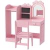 Kids Dressing Table, 3-in-1 Kids Vanity Set with Stool, Pink