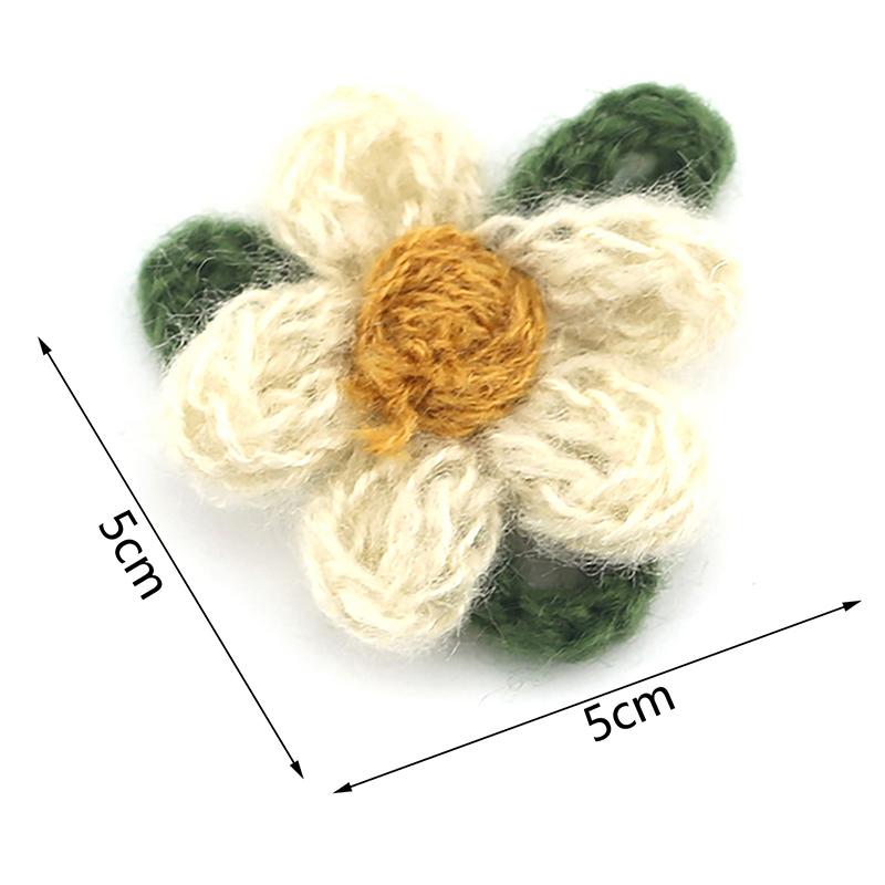 2/5/10Pcs Handmade Colorful Crocheted 6-Petals 3D Flower Knitted Quilt Applique Patch Craft Ornament Diy Hairpins Hat Decor