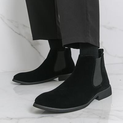 Moda Uomo Stivaletti Casual Semplici e a Punta Scarpe Autunnali Nuove da Uomo in Pelle Comode High Top