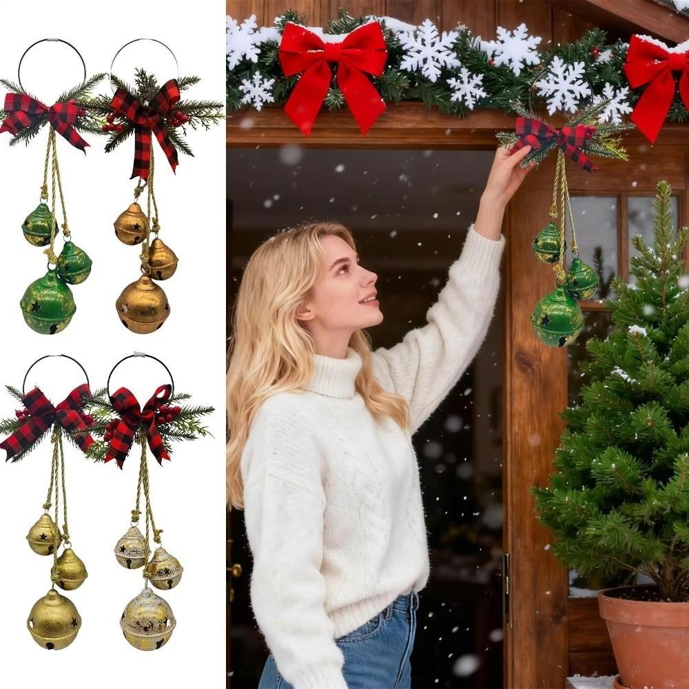 Shatterproof Xmas Tree Pendant Three-Bell Wall Hanging Ornament Front Door