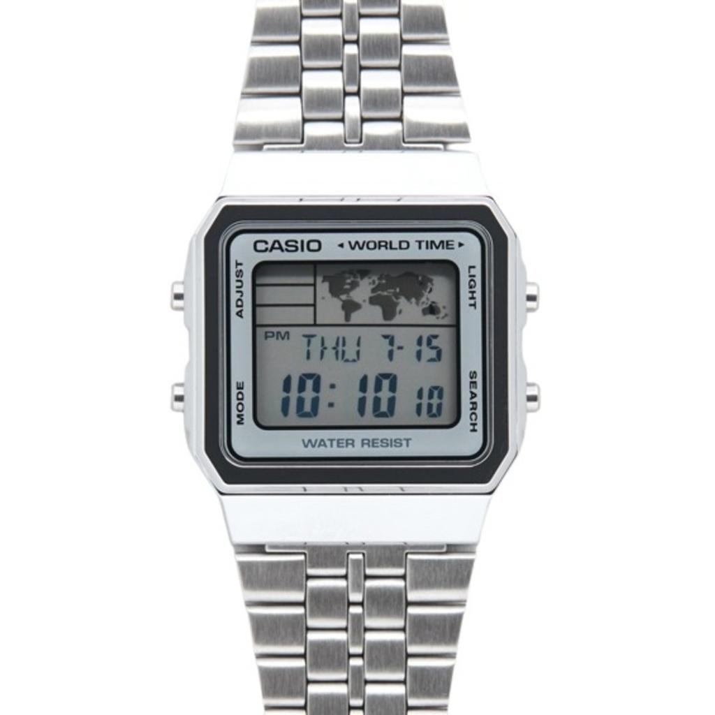 Восстановленные цифровые мужские часы Casio Alarm World Time A500WA-7DF