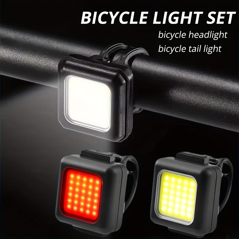 USB Rechargeable Bike Light Set, White Front & Red Rear LED Bicycle Lights, Portable Safety Flashlight for Cycling