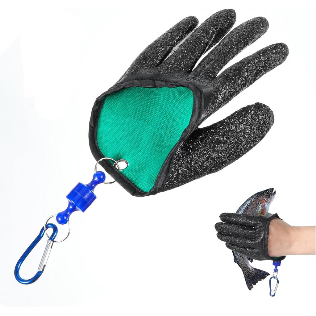 TerraShine Fishing Gloves, Cut-Resistant Fishing Gloves, Non-Slip, Durable, Portable, Abrasion-Resistant, Drop-Resistant, with Magnetic Hook for