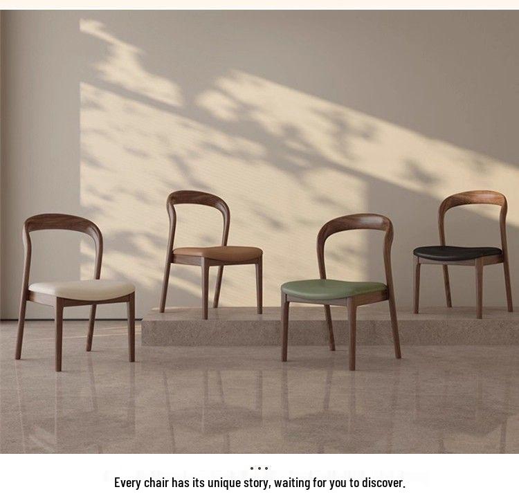 Solid Wood Vintage Modern Minimalist Dining Chair with Backrest for Home, Hotel, or Restaurant