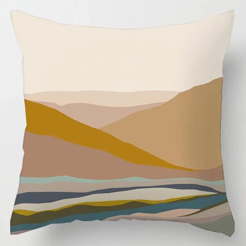 Fashionable Luxury Home Decoration Geometric Lines Abstract Style Ginkgo Leaf Print Pillow Cover Office Chair Cushion Cover