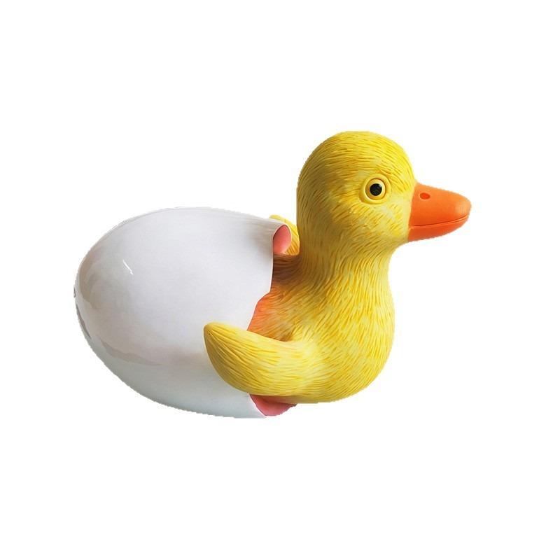 Cute Resin Little Yellow Duck Cartoon Decorative Item, Outdoor Potted Garden Table Ornament with A Broken Shell