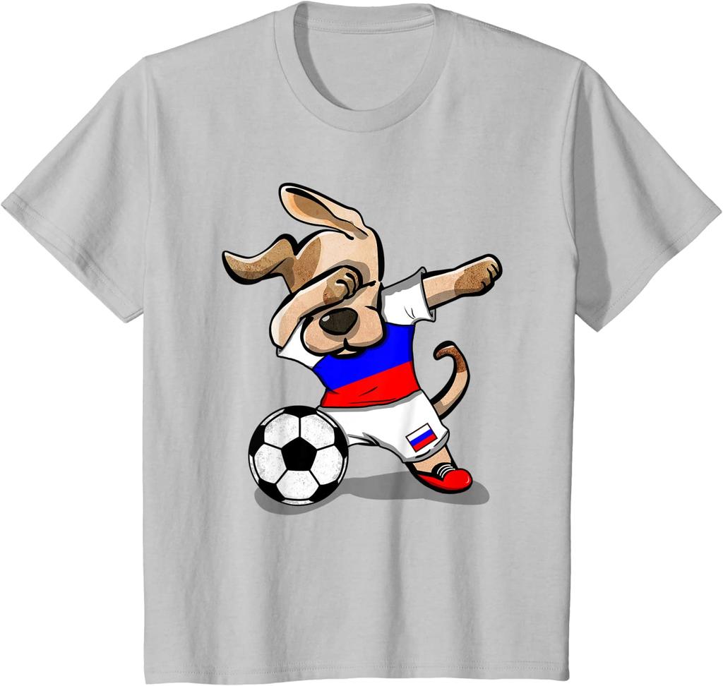 Russia Jersey Dog Dabbing Soccer Shirt Russian Football TShirt Summer Cotton ONeck Short Sleeve Mens T Shirt New S3XL